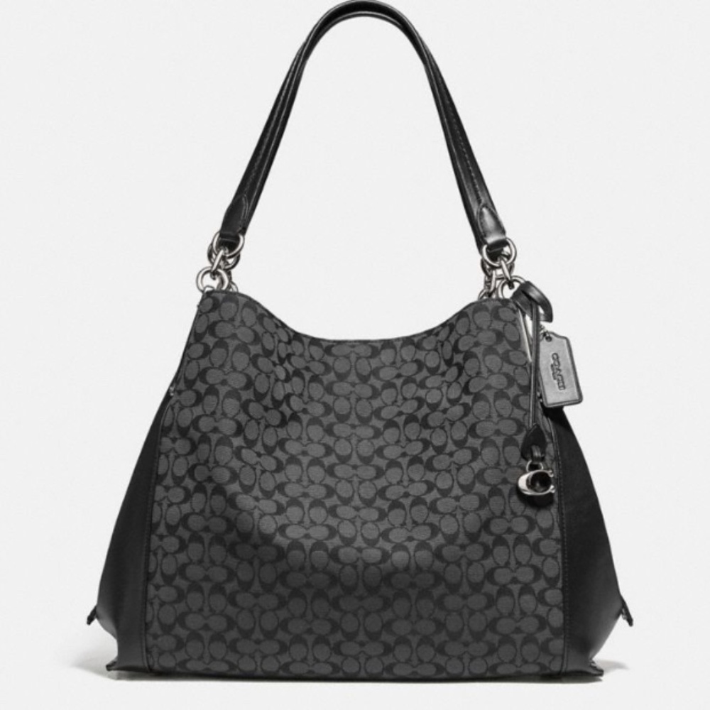 Coach Signature Jacquard Dalton 31 Black Shoulder Bag